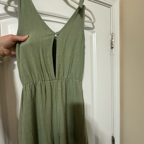 Linen Blend Cropped Jumpsuit - Picture 3 of 5